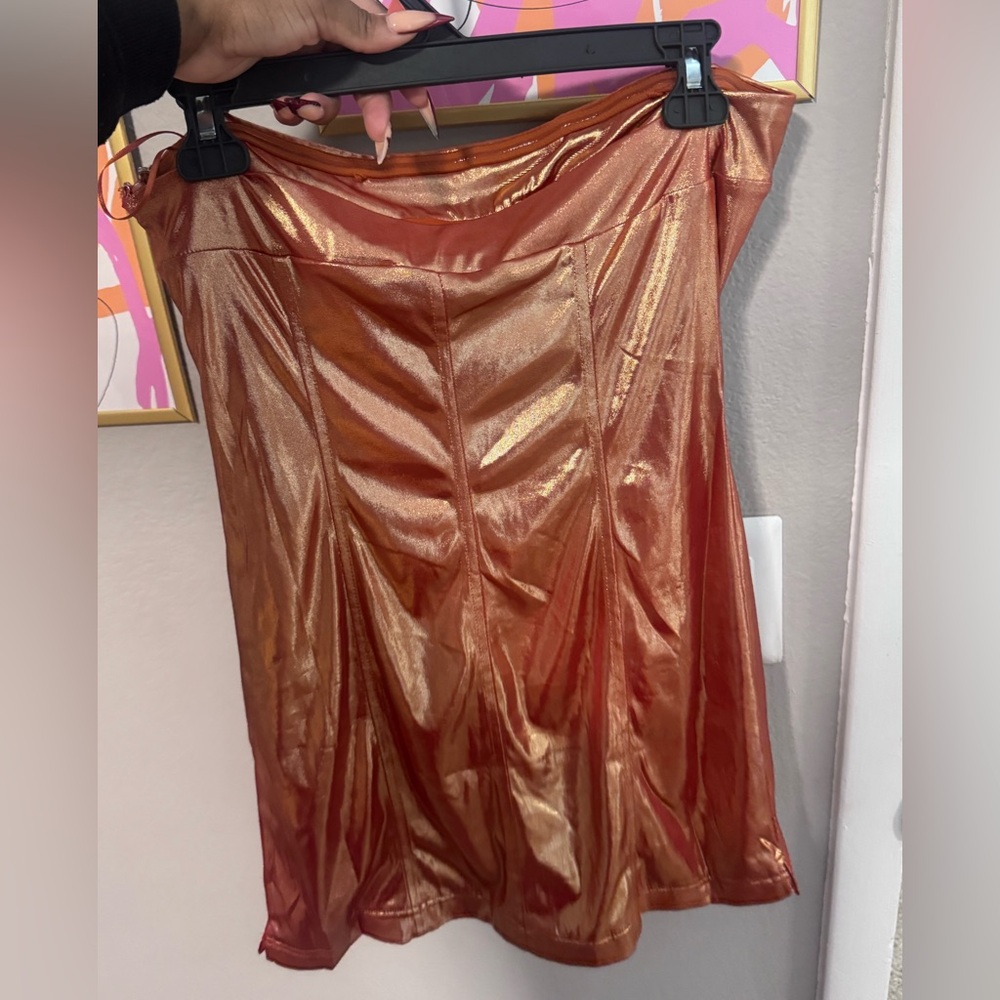 Elegant Gold Satin Skirt